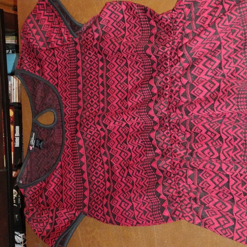 Red and Black Print Dress